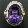 Image 2 : Antique Art Deco 10K Two Tone 9.15 ctw Amethyst Seed Pearl Filigree Cocktail Rin