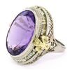 Image 5 : Antique Art Deco 10K Two Tone 9.15 ctw Amethyst Seed Pearl Filigree Cocktail Rin