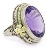 Image 6 : Antique Art Deco 10K Two Tone 9.15 ctw Amethyst Seed Pearl Filigree Cocktail Rin
