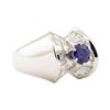 Image 1 : 1.91 ctw Blue Sapphire And Diamond Ring - 14KT White Gold
