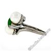 Image 5 : Vintage 14kt White Gold 8.35mm Round Pearl Marquise Cut Jade Bypass Ring