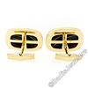 Image 6 : Vintage 14kt Yellow Gold Swivel Cuff Links w/ Hematite Inlaid in Black Onyx