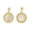 Image 1 : Mother of Pearl Coin Earrings - 14KT Yellow Gold