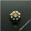 Image 2 : Vintage 14kt Yellow Gold 0.11 ctw Diamond and Pearl Halo Ring w/ Brown Enamel