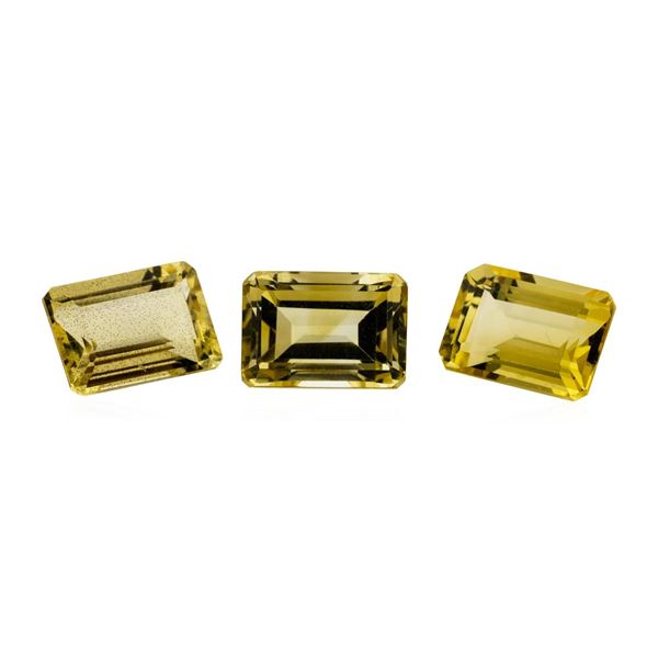 24.04 ctw.Natural Emerald Cut Citrine Quartz Parcel of Three