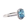 Image 2 : 4.46 ctw Blue Zircon and Diamond Ring - 14KT White Gold