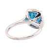 Image 3 : 4.46 ctw Blue Zircon and Diamond Ring - 14KT White Gold