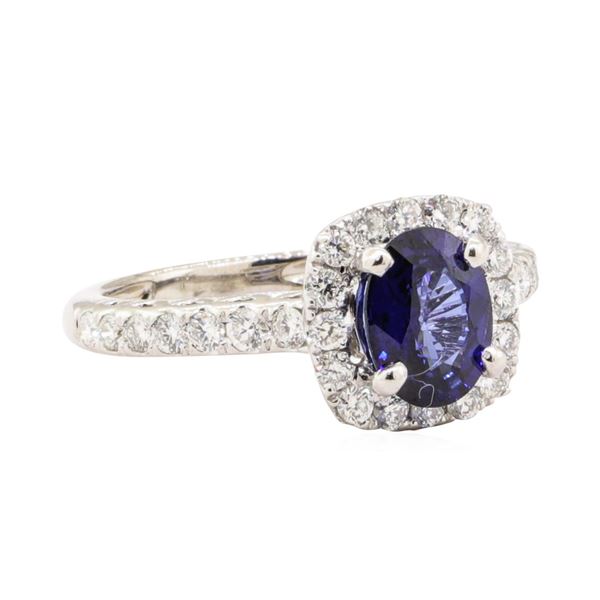 2.06 ctw Blue Sapphire And Diamond Ring - 14KT White Gold