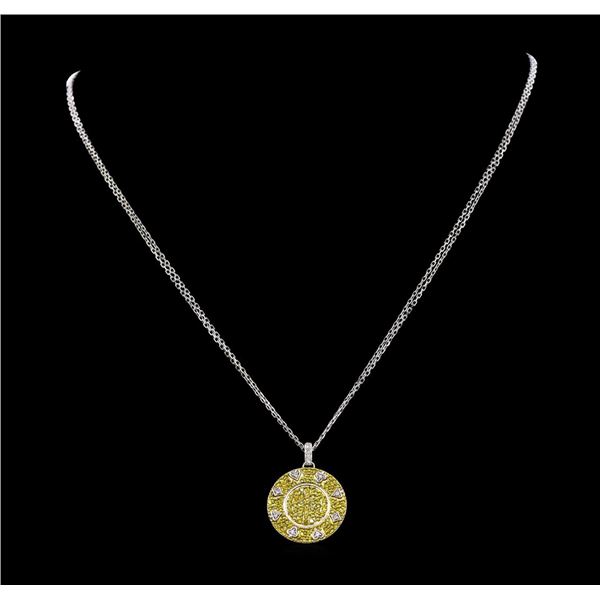 1.50 ctw Yellow Sapphire And Diamond Pendant & Chain - 18KT White Gold