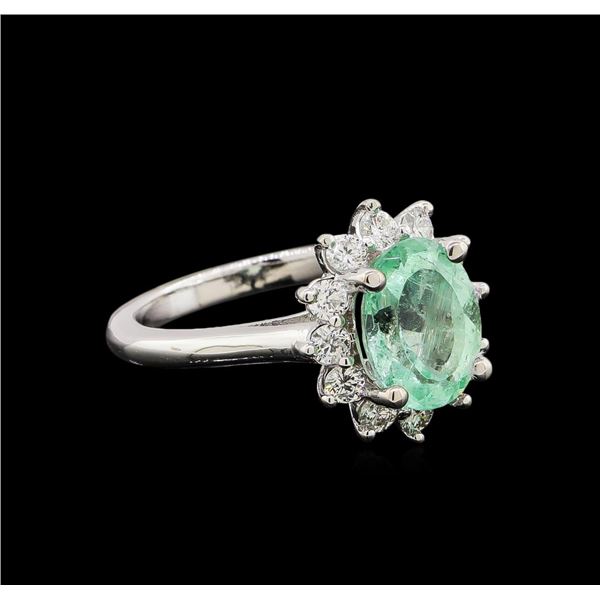 2.50 ctw Emerald and Diamond Ring - 14KT White Gold