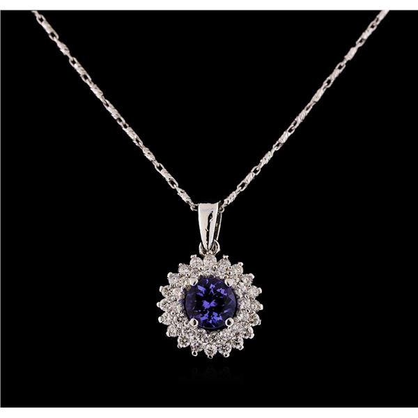 14KT White Gold 1.22 ctw Tanzanite and Diamond Pendant With Chain