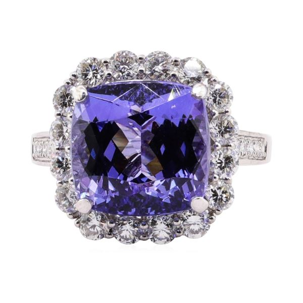 9.18 ctw Tanzanite and Diamond Ring - Platinum