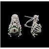 Image 2 : Pearl and Diamond Earrings - 14KT White Gold