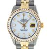 Image 2 : Rolex Mens 2 Tone MOP Princess Cut Diamond Datejust Wristwatch With Rolex Box