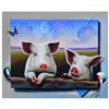 Image 1 : Ferjo, "Little Piggies" Original Painting on Canvas, Hand Signed with Letter of