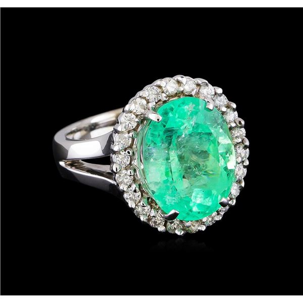 7.20 ctw Emerald and Diamond Ring - 14KT White Gold