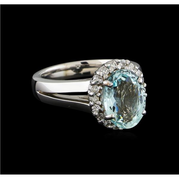 2.8 ctw Aquamarine and Diamond Ring - 14KT White Gold