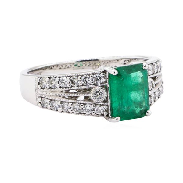 1.31 ctw Emerald and Diamond Ring - 14KT White Gold