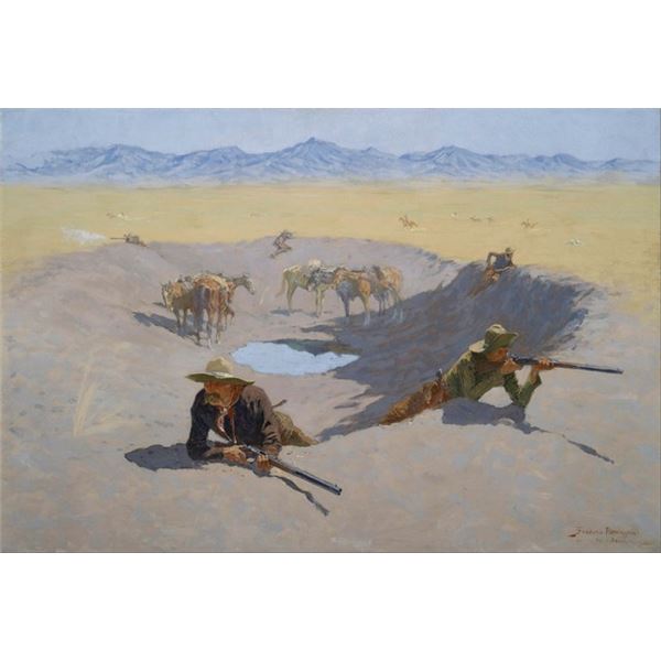 Frederic Sackrider Remington  - Fight for the Waterhole