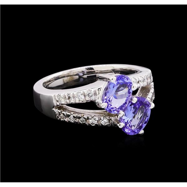 1.70 ctw Tanzanite and Diamond Ring - 14KT White Gold