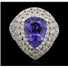 Image 1 : 14KT White Gold 9.78 ctw Tanzanite and Diamond Ring