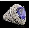 Image 3 : 14KT White Gold 9.78 ctw Tanzanite and Diamond Ring