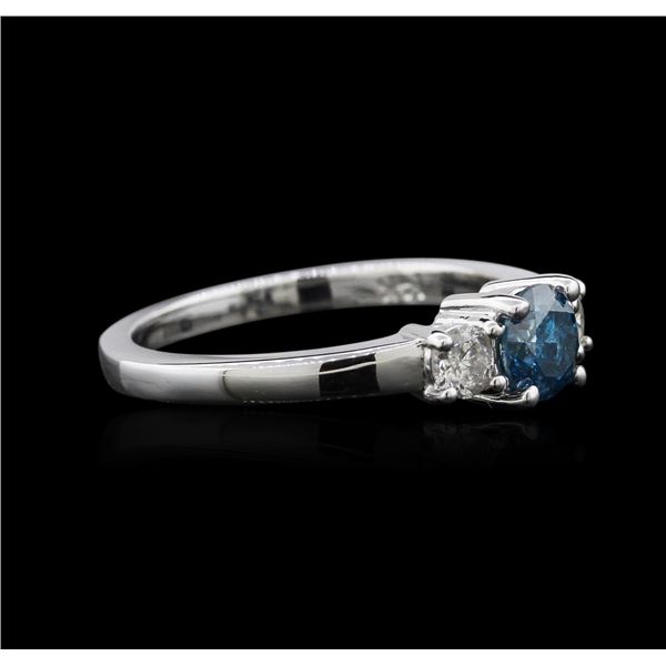14KT White Gold 0.91 ctw Blue Diamond Ring