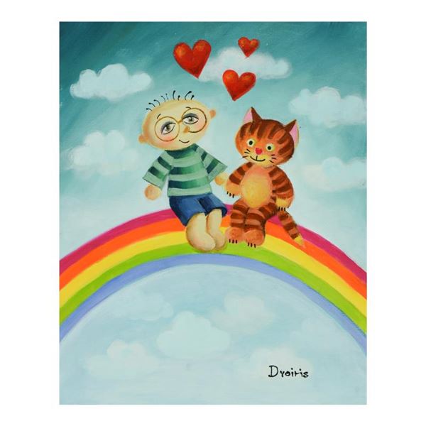 Dvoiris, Original Mixed Media Acrylic Painting on Canvas, Hand Signed with Lette