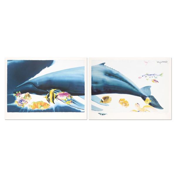  I Want To Dive Into Your Ocean (Diptych)  Limited Edition Lithograph with Hand