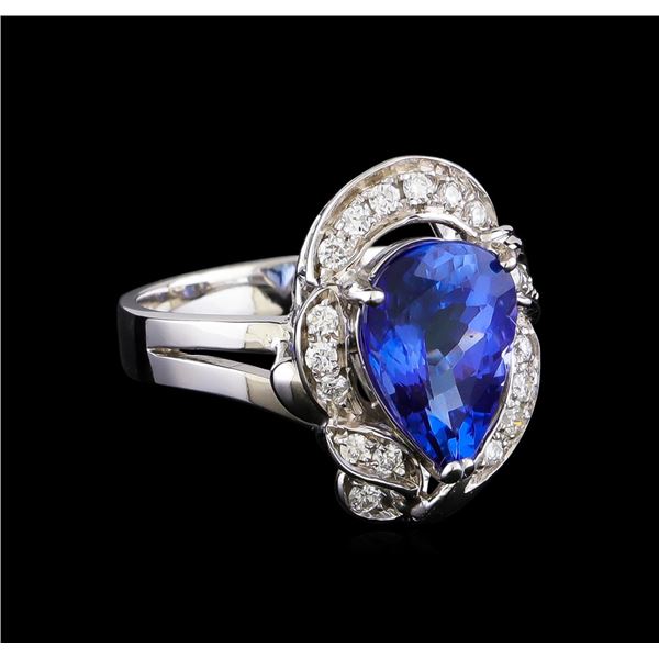 3.04 ctw Tanzanite and Diamond Ring - 14KT White Gold