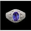 Image 2 : 14KT White Gold 1.50 ctw Tanzanite and Diamond Ring