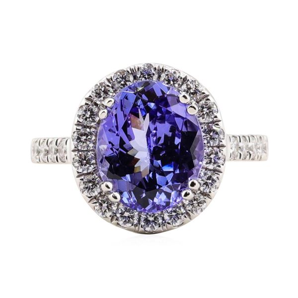 4.46 ctw Tanzanite and Diamond Ring - Platinum