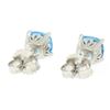 Image 3 : 14k White Gold Cushion Cut Natural Swiss Blue Topaz Solitaire Stud Earrings