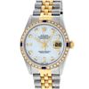 Image 2 : Rolex Mens 2 Tone Mother Of Pearl Diamond & Sapphire Datejust Wristwatch