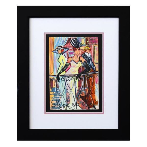 Patricia Govezensky, "Balcony View" Framed Original Watercolor with Letter of Au