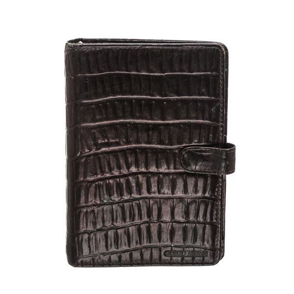 Giorgio Armani Brown Leather Embossed Agenda Notebook