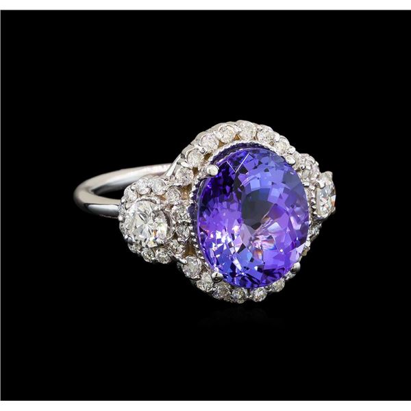 14KT White Gold 6.14 ctw Tanzanite and Diamond Ring