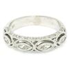 Image 1 : Unique 14K White Gold 0.69 ctw Bezel Marquise Round Diamond Wedding Band Ring