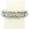 Image 2 : Unique 14K White Gold 0.69 ctw Bezel Marquise Round Diamond Wedding Band Ring