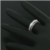 Image 5 : Unique 14K White Gold 0.69 ctw Bezel Marquise Round Diamond Wedding Band Ring
