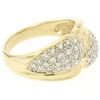Image 3 : 14k Yellow Gold 0.75 ctw Pave Round E VS Diamond Cluster Puffed Band Bypass Ring