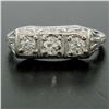 Image 2 : Antique Art Deco 18kt White Gold 0.55 ctw European Cut Diamond Filigree Ring