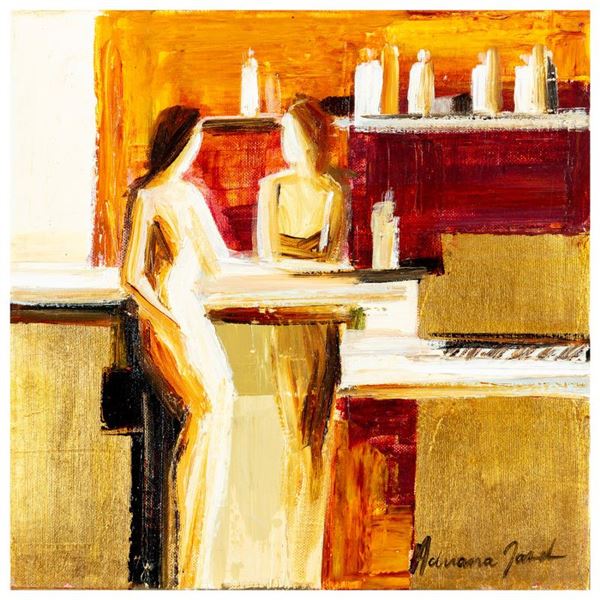 Adriana Naveh, "A Meeting of Fashion Designers" Original Acrylic Painting on Can