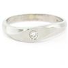 Image 3 : Men's Textured 14K White Gold Bead Set Round Diamond Solitaire Band Ring Sz 9.5