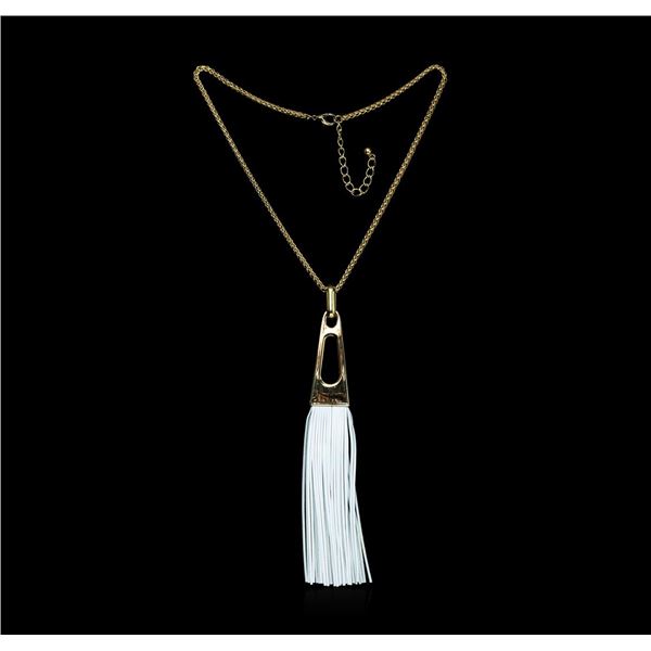 Leather Tassel Chain Necklace - Gold Plated