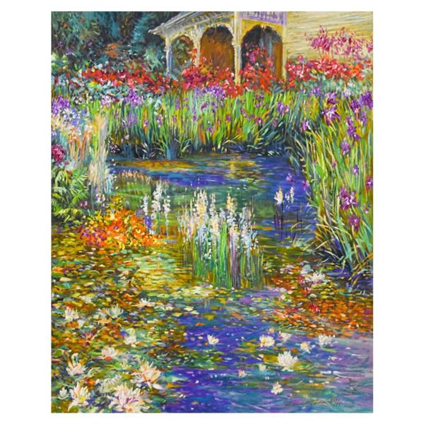 Henri Plisson, "Lily Pond" Limited Edition Serigraph on Canvas, Numbered and Han