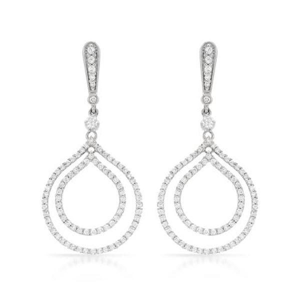 14k White Gold 1.23CTW Diamond Earrings, (SI3/G)