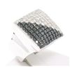 Image 5 : Large 18k White Gold 3.60 ctw Black & White Diamond Square Cushion Ladies Ring