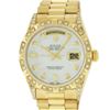 Image 2 : Rolex Mens 18K Yellow MOP Diamond Lugs President Wristwatch With Rolex Box & App