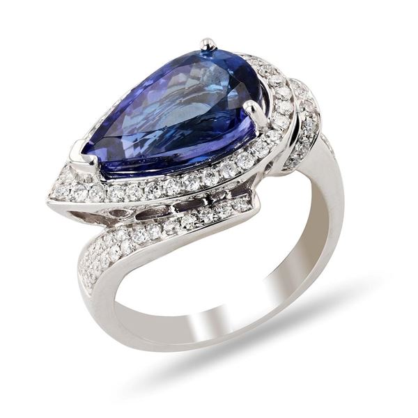 5.48 ctw Tanzanite and 0.60 ctw Diamond 14K White Gold Ring